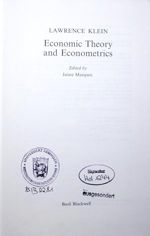 Bild des Verkufers fr Economic theory and econometrics. zum Verkauf von Antiquariat Bookfarm