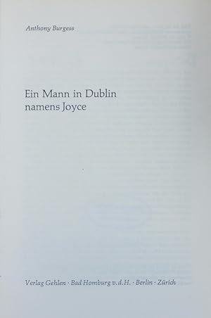 Bild des Verkufers fr Ein Mann in Dublin namens Joyce. zum Verkauf von Antiquariat Bookfarm