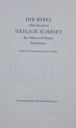 Bild des Verkufers fr DIE BIBEL oder die ganze HEILIGE SCHRIFT des Alten und Neuen Testaments. zum Verkauf von Antiquariat Bookfarm