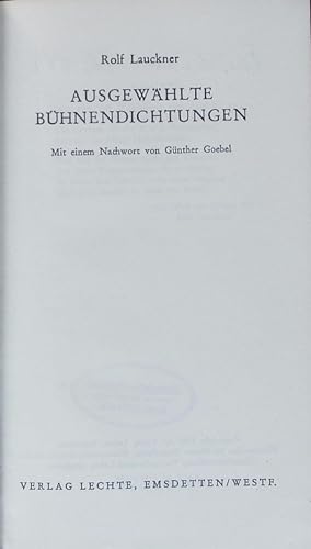 Seller image for Ausgewhlte Bhnendichtungen. for sale by Antiquariat Bookfarm