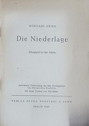 Seller image for Die Niederlage. Schauspiel in 4 Akten. for sale by Antiquariat Bookfarm