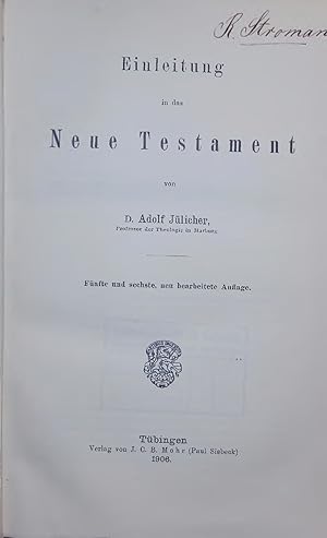 Imagen del vendedor de Einleitung in das Neue Testament. a la venta por Antiquariat Bookfarm
