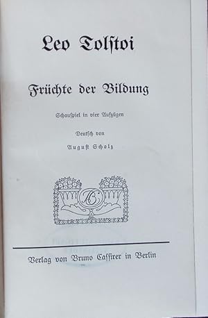 Bild des Verkufers fr Frchte der Bildung. Schauspiel in vier Aufzgen. zum Verkauf von Antiquariat Bookfarm