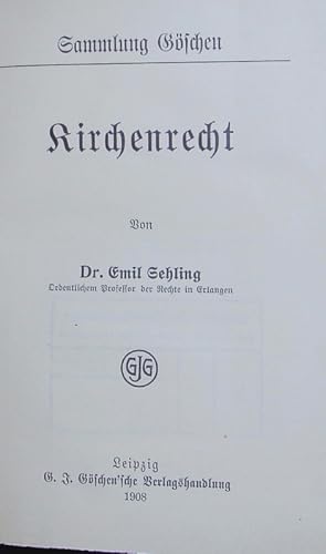 Seller image for Kirchenrecht. Sammlung Gschen. for sale by Antiquariat Bookfarm