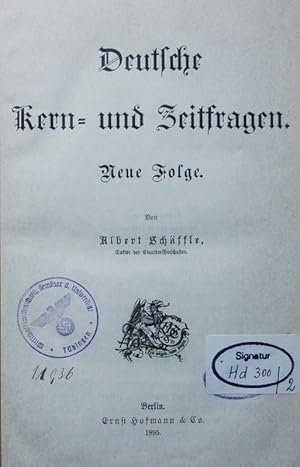 Image du vendeur pour Deutsche Kern- und Zeitfragen. Neue Folge. mis en vente par Antiquariat Bookfarm