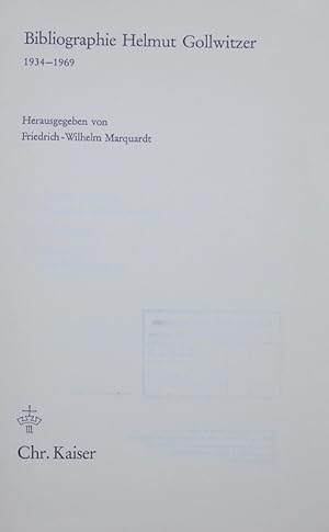 Seller image for Bibliographie Helmut Gollwitzer. 1934 - 1969. for sale by Antiquariat Bookfarm