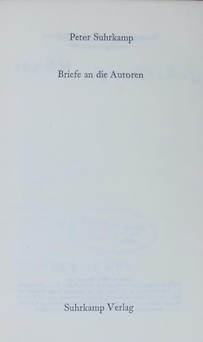 Bild des Verkufers fr Briefe an die Autoren. zum Verkauf von Antiquariat Bookfarm