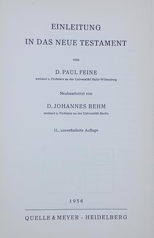 Bild des Verkufers fr Einleitung in das neue Testament. zum Verkauf von Antiquariat Bookfarm