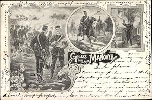 Ansichtskarte / Postkarte Gruß aus dem Manöver, Deutsche Soldaten in Uniformen, Ulan