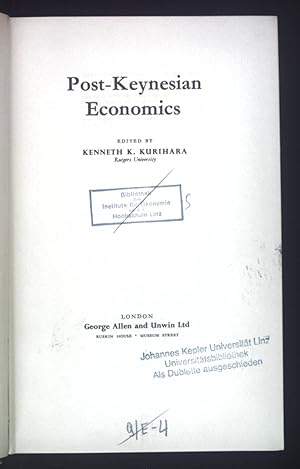 Bild des Verkufers fr Post-Keynesian Economics. zum Verkauf von books4less (Versandantiquariat Petra Gros GmbH & Co. KG)