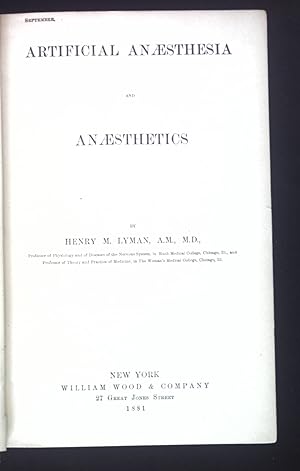 Immagine del venditore per Artificial Anaesthesia and Anaesthetics. venduto da books4less (Versandantiquariat Petra Gros GmbH & Co. KG)