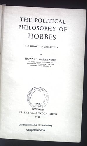 Bild des Verkufers fr The Political Philosophy of Hobbes. zum Verkauf von books4less (Versandantiquariat Petra Gros GmbH & Co. KG)