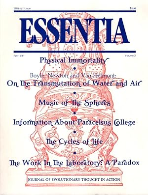 Imagen del vendedor de ESSENTIA: VOLUME 2, FALL 1981: Journal of Evolutionary Thought a la venta por By The Way Books