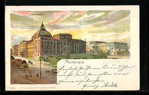 Bild des Verkufers fr Lithographie Mnchen, Justizpalast und Glaspalast zum Verkauf von Bartko-Reher