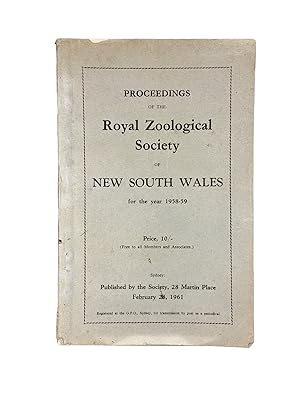 Bild des Verkufers fr Proceedings of the Royal Zoological Society of New South Wales for the year 1958-59 zum Verkauf von Archives Fine Books (ANZAAB, ILAB)