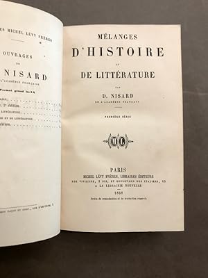 Mélanges d'Histoire et de Littérature. Première série.