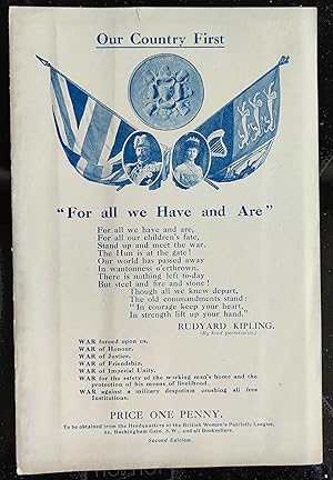 Seller image for Our Country First (fold-out "War Map 1914") / Harold Begbie's poem "Fall In " for sale by Shore Books