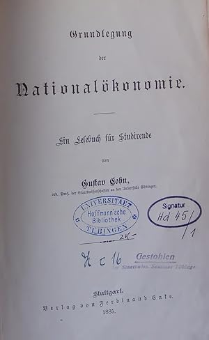 Bild des Verkufers fr Grundlegung der Nationalkonomie. Ein Lesebuch fr Studirende zum Verkauf von Antiquariat Bookfarm