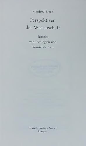 Bild des Verkufers fr Perspektiven der Wissenschaft. Jenseits von Ideologien und Wunschdenken zum Verkauf von Antiquariat Bookfarm