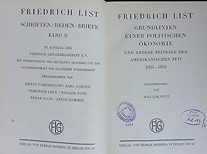 Imagen del vendedor de FRIEDRICH LIST SCHRIFTEN / REDEN / BRIEFE Band II. GRUNDLINIEN EINER POLITISCHEN KONOMIE UND ANDERE BEITRGE DER AMERIKANISCHEN ZEIT 1825 1832 a la venta por Antiquariat Bookfarm