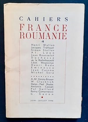 Seller image for Cahiers France Roumanie : n4, juin-juillet 1946 - for sale by Le Livre  Venir