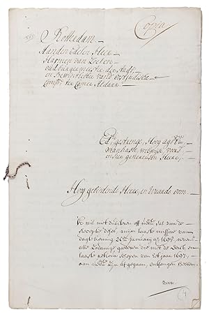 [Contemporary copy of a letter dated 3 January 1699 from Mattheus Schenkenberg to his uncle Harme...