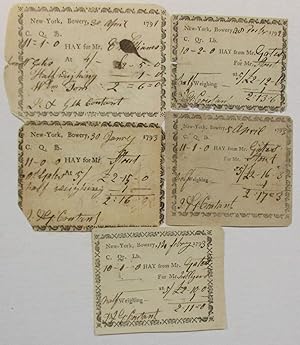 LOT OF FIVE AUTOGRAPH RECEIPTS FOR HAY, SIGNED AND SOLD BY REVOLUTIONARY WAR GENERAL HORATIO GATE...