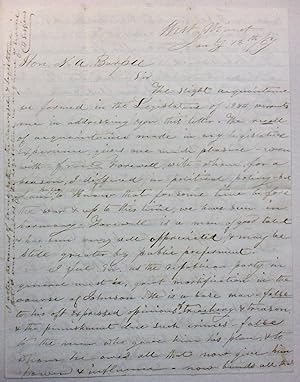 AUTOGRAPH LETTER, SIGNED, BY A MAINE REPUBLICAN TO N.A. BURPEE, HIS FORMER COLLEAGUE IN THE MAINE...