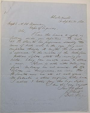 AUTOGRAPH LETTER SIGNED, TO CAPTAIN A.H. BOWMAN OF THE CORPS OF ENGINEERS, 16 SEPTEMBER 1850, REP...