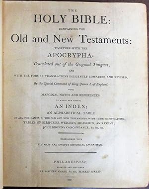 THE FAMILY BIBLE OF HENRY CABOT LODGE, SR. . . THE HOLY BIBLE: CONTAINING THE OLD AND NEW TESTAME...