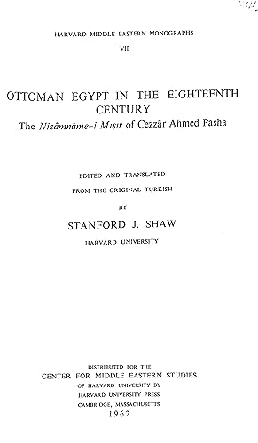Bild des Verkufers fr Ottoman Egypt in the Eighteenth Century (Harvard Middle Eastern Monograph Series) zum Verkauf von WeBuyBooks
