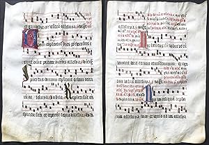 Very rare large elephant folio vellum sheet. Out of an Antiphonary manuscript from the 15th centu...