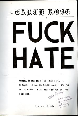 Seller image for Earth Rose I: Meat Poetry, Fuck Hate for sale by Pazzo Books