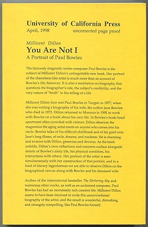 Image du vendeur pour You Are Not I: A Portrait of Paul Bowles mis en vente par Between the Covers-Rare Books, Inc. ABAA