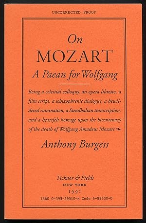 Seller image for On Mozart: A Paean for Wolfgang for sale by Between the Covers-Rare Books, Inc. ABAA