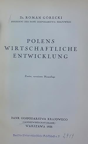 Seller image for POLENS WIRTSCHAFTLICHE ENTWICKLUNG. for sale by Antiquariat Bookfarm