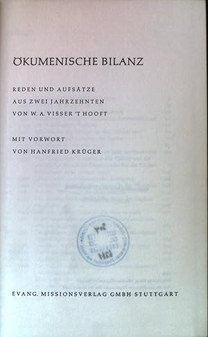 Bild des Verkufers fr kumenische Bilanz : Reden und Aufstze aus 2 Jahrzehnten. zum Verkauf von books4less (Versandantiquariat Petra Gros GmbH & Co. KG)