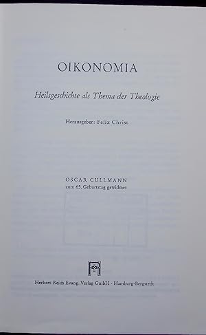 Imagen del vendedor de OIKONOMIA. Heilsgeschichte als Thema der Theologie a la venta por Antiquariat Bookfarm