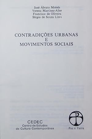 Seller image for CONTRADIES URBANAS E MOVIMENTOS SOCIAIS. for sale by Antiquariat Bookfarm
