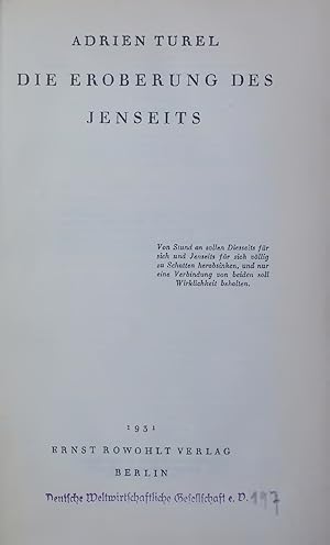 Seller image for DIE EROBERUNG DES JENSEITS. for sale by Antiquariat Bookfarm