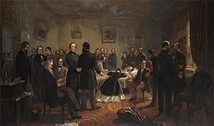 Monumental Lincoln Deathbed Oil Painting by James Burns, 1866