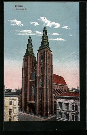 Bild des Verkufers fr Ansichtskarte Breslau, Magdalenenkirche mit Umgebung zum Verkauf von Bartko-Reher