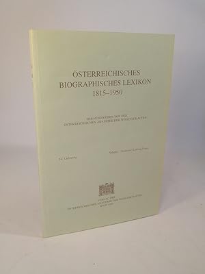 Bild des Verkufers fr sterreichisches Biographisches Lexikon 1815-1950. 54. Lieferung: Schulte - [Schwarz] Ludwig Franz. zum Verkauf von ANTIQUARIAT Franke BRUDDENBOOKS