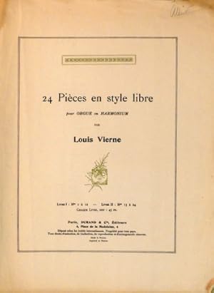 Seller image for 24 pices en style libre pour orgue ou harmonium. Livre I for sale by Paul van Kuik Antiquarian Music