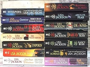 Seller image for 14 Lisa Jackson Thriller Books (Whispers, Ominous, Running Scared, Absolute Fear, Devious, Wicked Ways, Wicked Lies, Final Scream, Left ot Die, Lost Souls, Night Before, Unspoken, Illicit, Out First Christmas) for sale by Archives Books inc.