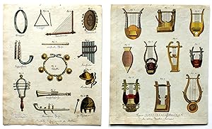 Bild des Verkufers fr Musik-Instrumente der Alten. 2 Tafeln aus Bilderbuch fr Kinder, Band IV zum Verkauf von Versandantiquariat Hsl
