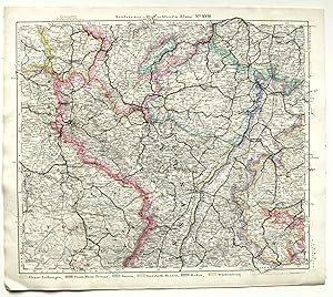 Immagine del venditore per Karte des Deutschen Reichs und der Nachbarlnder in XXV Blttern. Neue vermehrte Ausgabe 1876. Blatt XVII (17) Elsass-Lothringen, Preuss. Rhein-Provinz, Bayern, Grosshzth. Hessen, Baden, Wrtemberg 1:740 000. venduto da Versandantiquariat Hsl