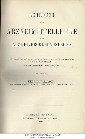 Bild des Verkufers fr Lehrbuch der Arzneimittellehre und Arzneiverordnungslehre (Originalausgabe 1883) zum Verkauf von Libro-Colonia (Preise inkl. MwSt.)