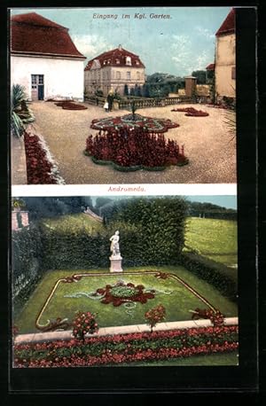 Bild des Verkufers fr Ansichtskarte Gross-Sedlitz, Eingang im Kgl. Garten, Andromeda zum Verkauf von Bartko-Reher