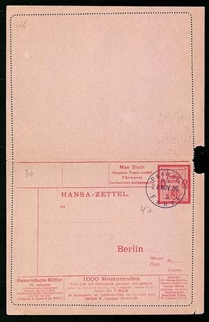 Klapp-Ansichtskarte Hansa-Zettel, Private Stadtpost, Hansa Berliner Verkehrsanstalt, Ganzsache